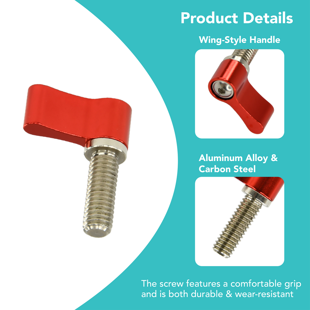 Foto&Tech 4PCS Thumb Lever Screw, M4*17mm & M6*17mm Sizes (Red or Black)