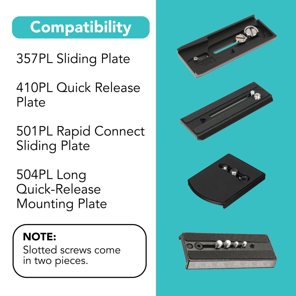 Foto&Tech 2 Pieces 303 Stainless Steel 1/4"-20 Slotted Screw for Camera Quick Release Plate