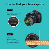Center Pinch Snap-On Front Lens Cap + Cap Leash x2