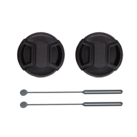 Foto&Tech Lens Cap Cover 2-Pack with Deluxe Keeper, Center Pinch Front Lens Caps