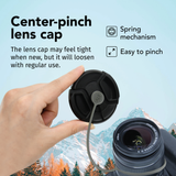 Foto&Tech Lens Cap Cover 2-Pack with Deluxe Keeper, Center Pinch Front Lens Caps