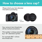 Foto&Tech Lens Cap Cover 2-Pack with Deluxe Keeper, Center Pinch Front Lens Caps