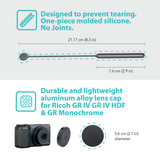 Foto&Tech Aluminum Lens Cap for Ricoh GR IV with Silicone Lens Cap Keeper