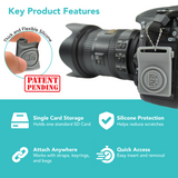 Foto&Tech Silicone SD Memory Card Holder Sleeve, Mini Camera-Shaped SD Card Storage