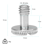 Foto&Tech 2 Pieces 303 Stainless Steel 1/4"-20 Slotted Screw for Camera Quick Release Plate