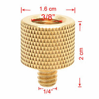 Foto&Tech Brass 3/8"-16 F - 1/4"-20 M Tripod Thread Screw Adapter Reducer