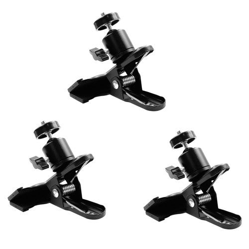 Foto&Tech 3-Pack Spring Clamp Holder With 1/4" Screw Swivel Ball Head