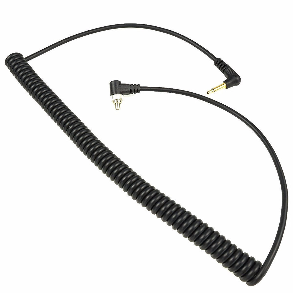 Foto&Tech 5 FT 3.5 mm to Male Flash PC Sync Cable Coiled w/ Screw Lock