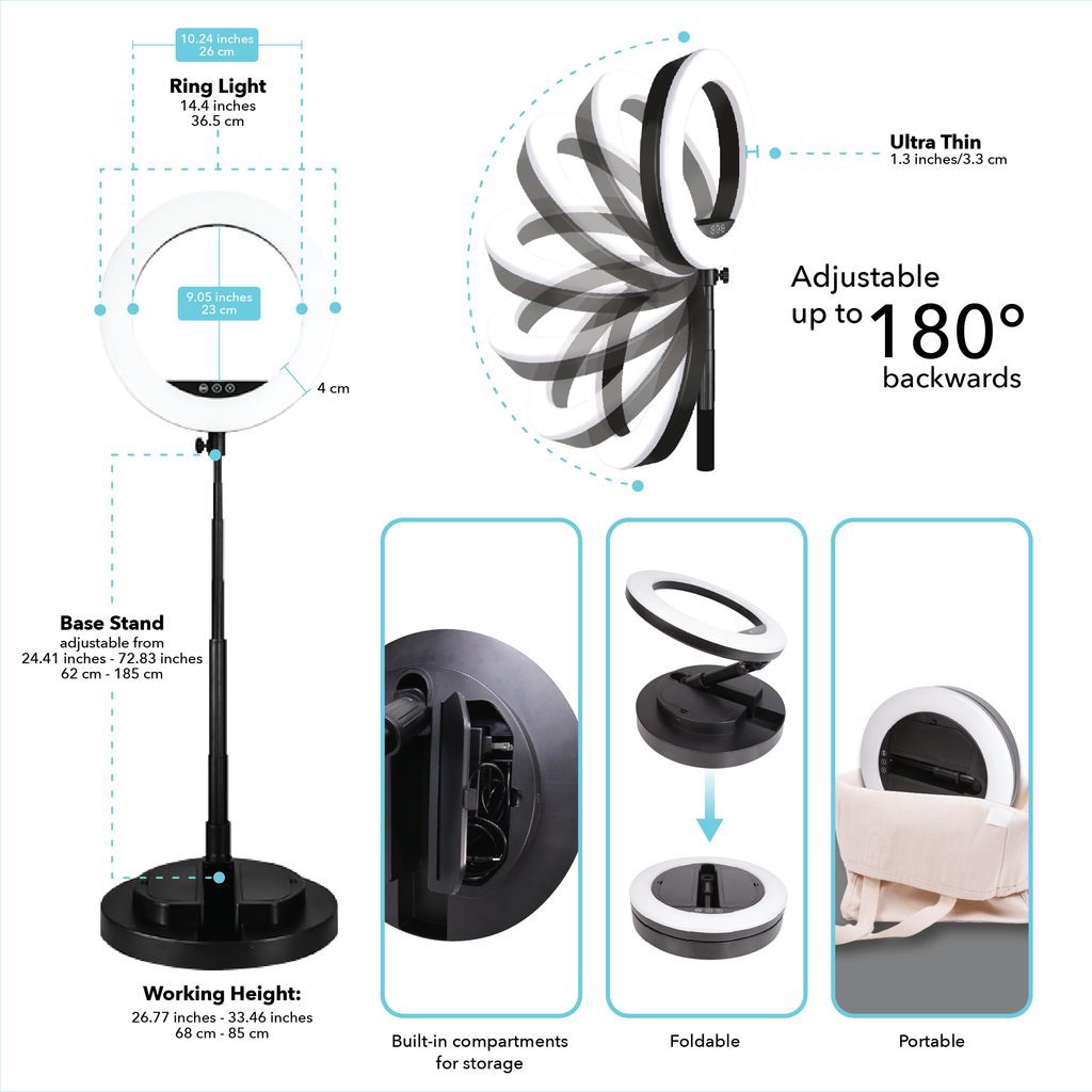 Custom LED Adjustable Selfie Ring Light Stand For Laptop & Cell Phone