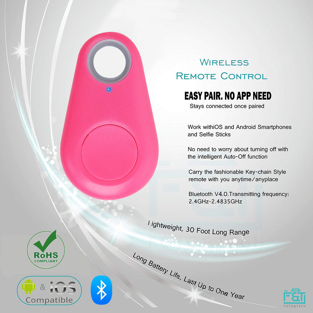 Bluetooth Selfie Remote for iPhone Android Smartphone (Pink)